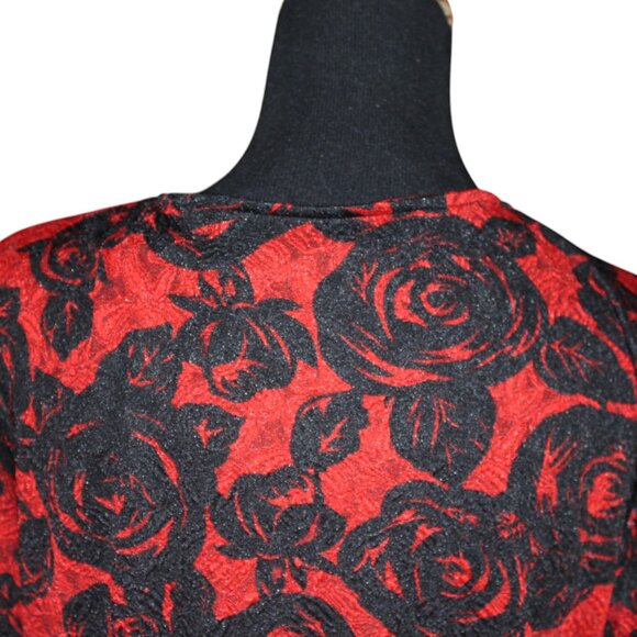 HOMEYEE Black Red Dress Size 10 Pre-Loved Classic Office Party - Picture 6 of 11